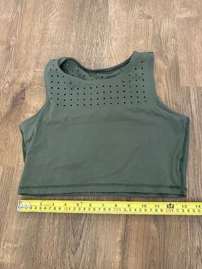 Glyder Olive Green Perforated Crop Tank